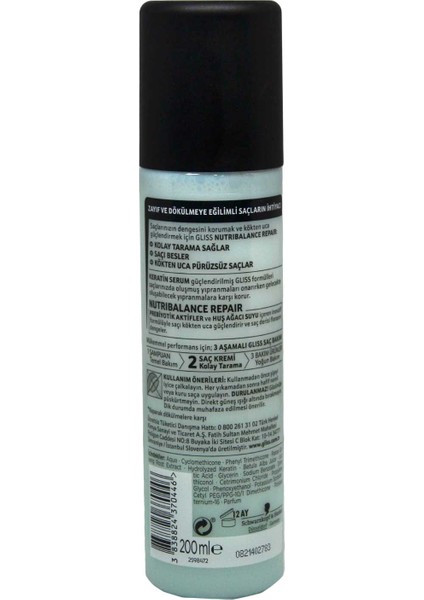 Gliss Nutribalance Repari Sıvı Saç Sprey 200ML