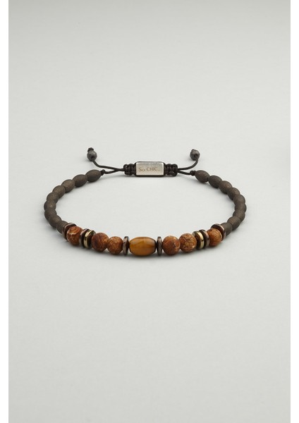 So Chıc Mat Kaplan Gözü ve Hematit Taşlı 18 Ayar Beyaz Altın Kaplama Gümüş Bileklik