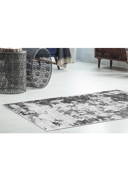 Inci Saçaksız Yıkanabilir Kaymaz Taban Yolluk Halı 7003 Gri
