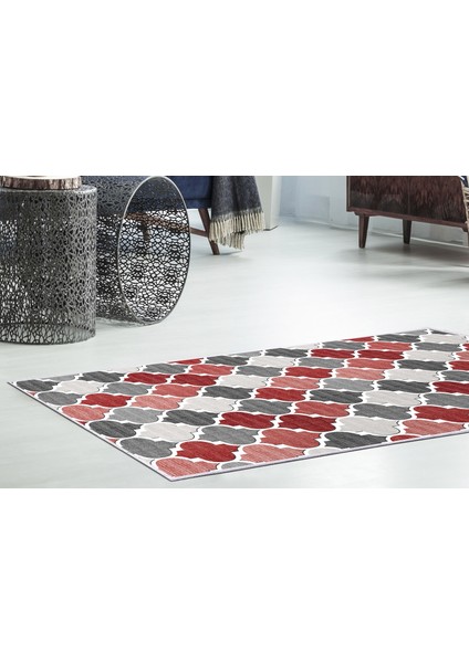 Inci Saçaksız Yıkanabilir Kaymaz Taban Yolluk Halı 7006 Kırmızı