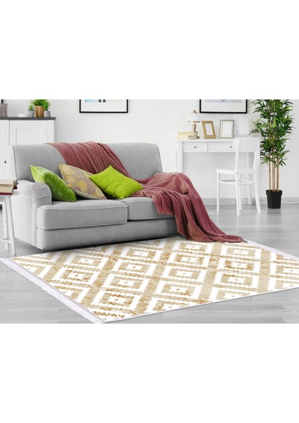 Inci Dijital Saçaklı Yıkanabilir Kaymaz Taban Halı 2035 Desen 1