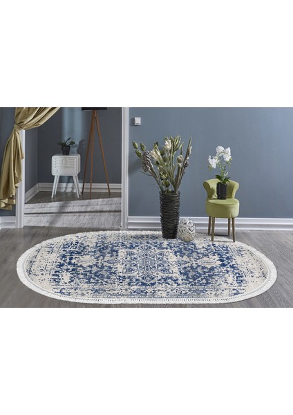 Inci Dijital Saçaklı Yıkanabilir Kaymaz Taban Halı Oval 2069 Desen 1