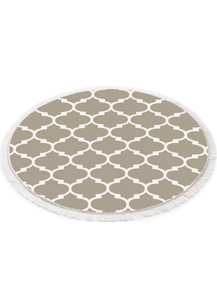 Inci Dijital Saçaklı Yıkanabilir Kaymaz Taban Halı Yuvarlak 2025 Vizon-Beyaz modelleri