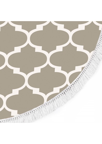 Inci Dijital Saçaklı Yıkanabilir Kaymaz Taban Halı Yuvarlak 2025 Vizon-Beyaz fırsatları