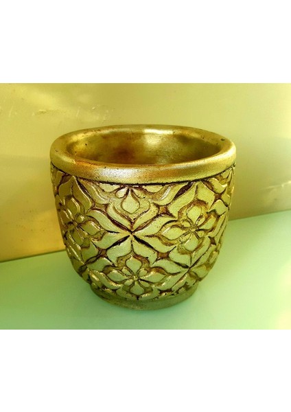 Geometrik Çiçek Kabartmalı Saksı Silikon Kalıp K 864