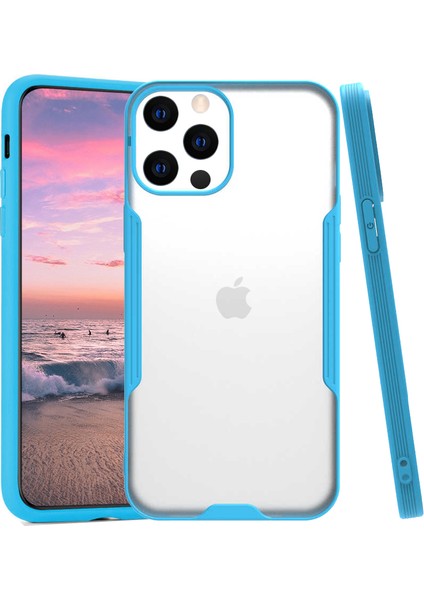 Mokaksesuar Apple iPhone 12 Pro Kılıf Ince Korumalı Pastel Silikon Mat Şeffaf Mavi