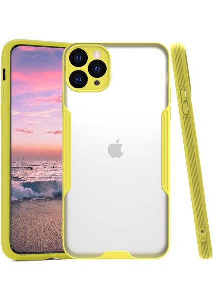 Mokaksesuar Apple iPhone 11 Pro Kılıf Ince Korumalı Pastel Silikon Mat Şeffaf Sarı