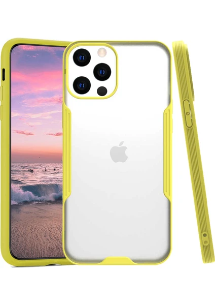 Mokaksesuar Apple iPhone 12 Pro Kılıf Ince Korumalı Pastel Silikon Mat Şeffaf Sarı