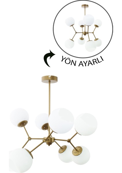 Sweet 8'li Eskitme Plafonyer Avize Beyaz Camlı