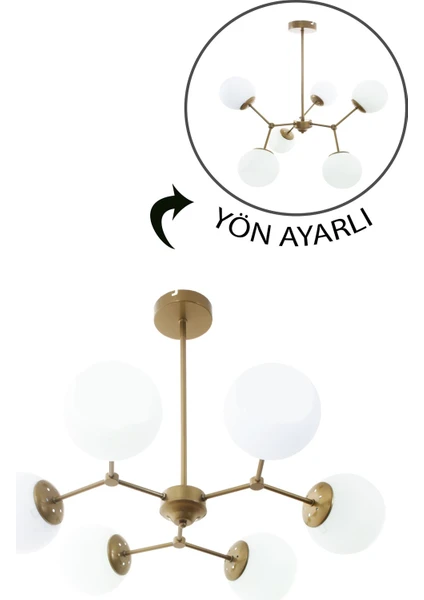 Taşcan Aydınlatma Sweet 6 Lı Eskitme Plafonyer Avize-Beyaz Camlı