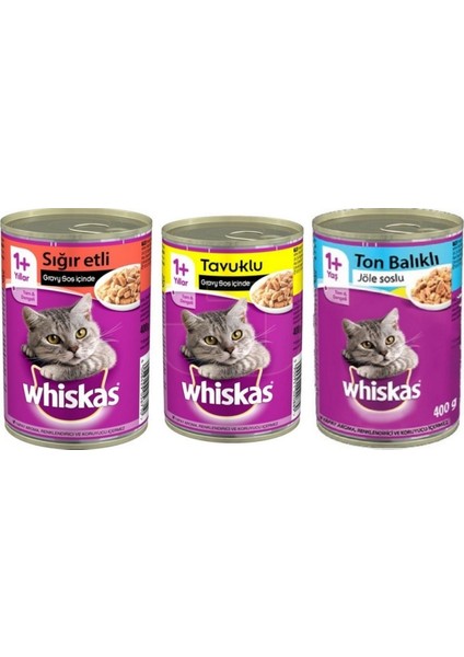 Konserve 400 gr 3 Adet Biftek+Tavuk+Ton Balık