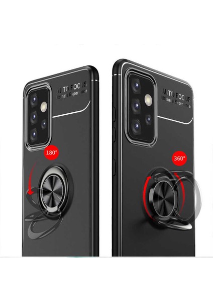 Samsung Galaxy A72 Kılıf Ultra Korumalı Yüzüklü Manyetik Ravel Silikon + Nano Ekran Koruyucu Kırmızı fırsatları