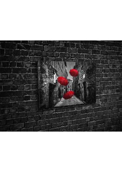 Kırmızı Şemsiyeler Kanvas Tablo