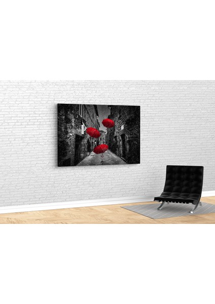 Kırmızı Şemsiyeler Kanvas Tablo fiyatları