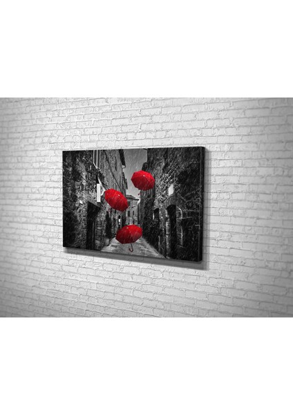 Kırmızı Şemsiyeler Kanvas Tablo modelleri