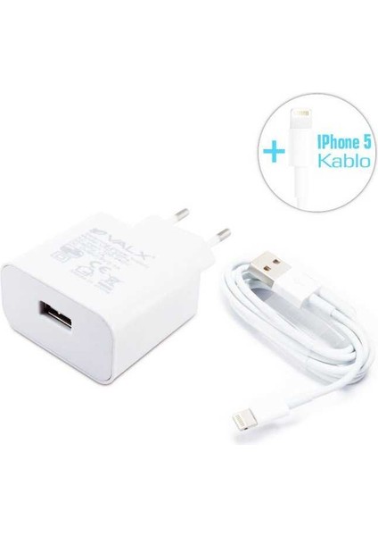 VAD-52IP5 5V 2.1A USB Adaptör+Iphone 5 Kablo