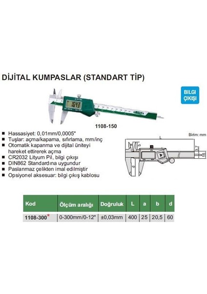 Dijital Kumpas Standart Tip 1108-300