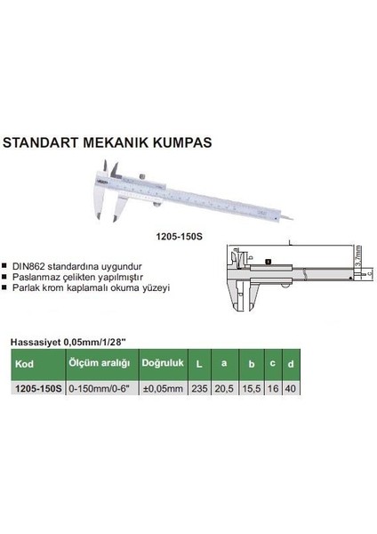Standart Mekanik Kumpas 1205-150S