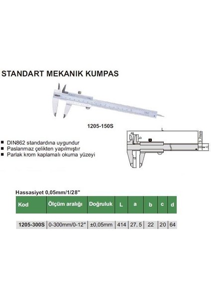 Standart Mekanik Kumpas 1205-200S