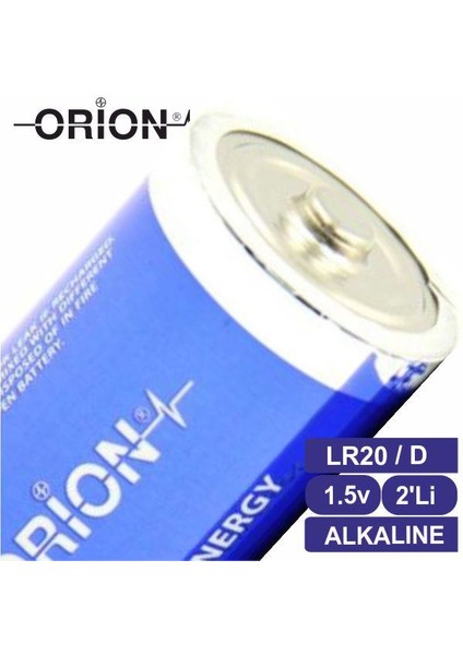LR20 D Büyük Boy Kalın Alkalin Pil - 2'li Shrink