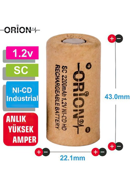 1.2V Ni-Cd Sc 2200MAH Şarj Edilebilir Pil - Hd modelleri