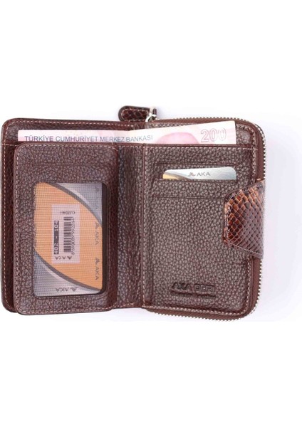 Kahve Yılan Desenli Deri Kadın Cüzdanı 402 modelleri