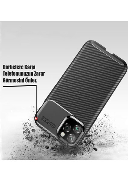 Caseworld Oppo A94 Kılıf Karbon Tasarımlı Kapak - Kahverengi