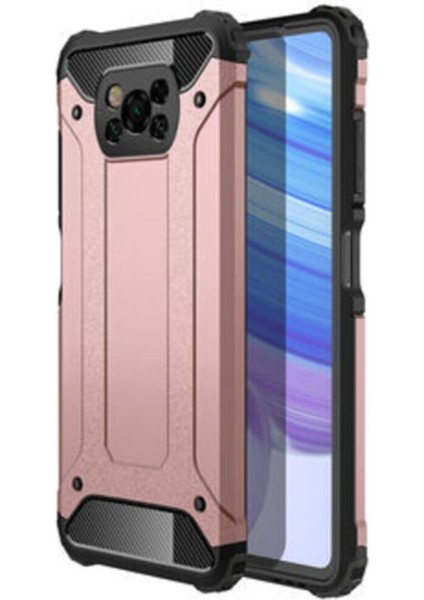 Caseworld Xiaomi Poco X3 Pro Kapak Çift Katmanlı Zırh Tank Kılıf - Rose Gold