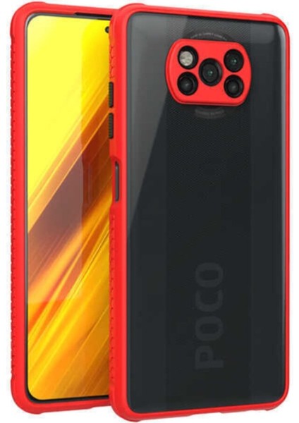 Caseworld Xiaomi Poco X3 Pro Kılıf Kamera ve Köşe Korumalı Aircolor Kapak - Kırmızı