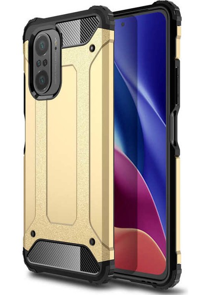Caseworld Xiaomi Mi 11i Kapak Çift Katmanlı Zırh Tank Kılıf - Gold
