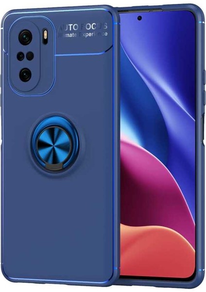 Caseworld Xiaomi Mi 11i Kılıf Renkli Yüzüklü Manyetik Silikon Kapak Mavi - Mavi