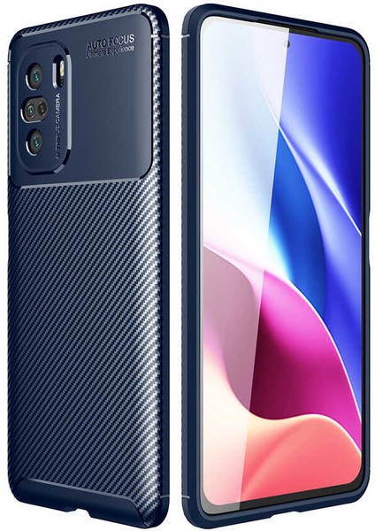 Caseworld Xiaomi Mi 11i Kılıf Karbon Tasarımlı Kapak - Lacivert