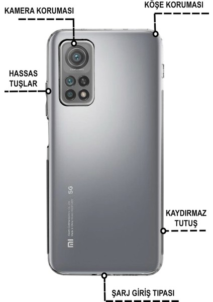 CaseWorld Xiaomi Mi 10T Silikon Kılıf Kamera Korumalı Tıpalı Şeffaf Kapak fiyatları