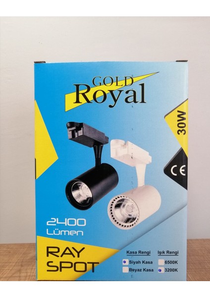 Gold Royal Gold Royal-Siyah Kasa Gün Işığı Ray Spot Işık 30 W