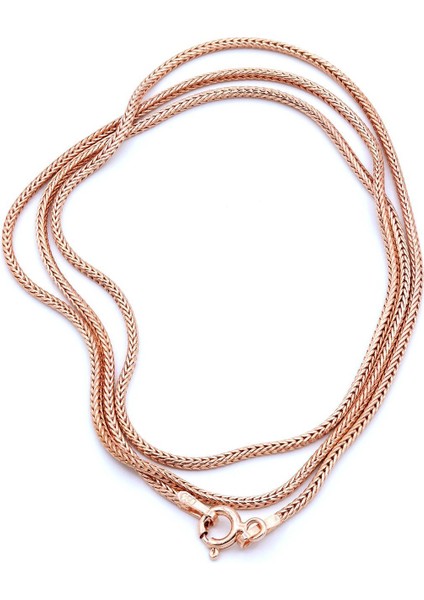 55 cm Tilki Kuyruğu Roz Gümüş Zincir