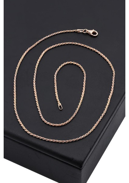 50 cm Burgu Modeli Ince Roz Gümüş Zincir