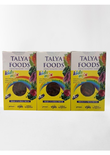 Unisex Çocuk Filizlenmiş Karışık Sebzeli Çocuk Makarnası 200 gr x 3