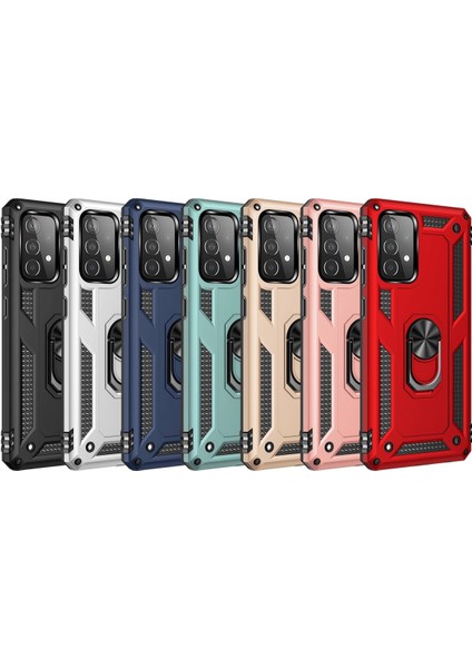 Samsung Galaxy A52 Kılıf Tank Yüzüklü Yüksek Korumalı Silikon - Lacivert fırsatları