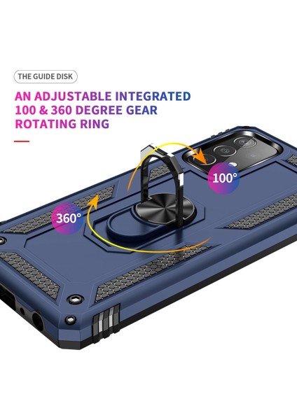 Samsung Galaxy A52 Kılıf Tank Yüzüklü Yüksek Korumalı Silikon - Lacivert indirimleri