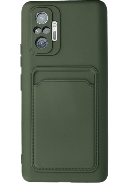 Xiaomi Redmi Note 10 Pro Kılıf Kartvizitli Silikon Kelvin - Koyu Yeşil