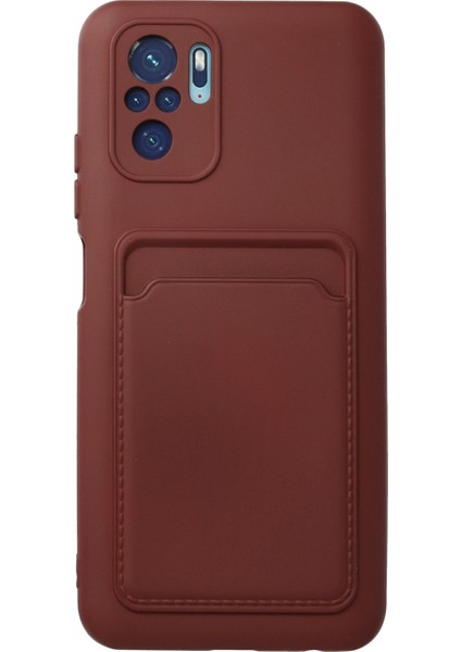 Xiaomi Redmi Note 10 Kılıf Kartvizitli Silikon Kelvin - Bordo