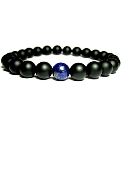 Gerçek Mat Oniks Lapis Lazuli Doğal Taş Bileklik
