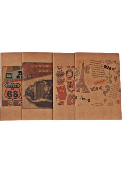 Orta Boy Kraft Kapak Defter 4'lü