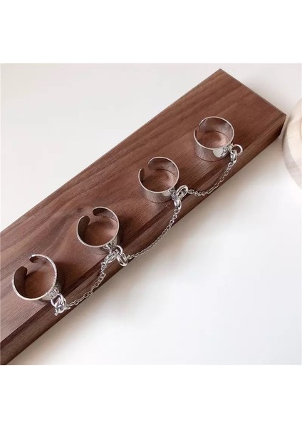 Punk Tarzı Zincir Bağlantı Çoklu Parmak Halka Gümüş Yüzükler (Yurt Dışından) fiyatları