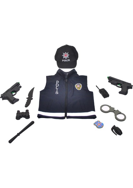 Lacivert Polis Şapka ve Yeleği Kostümü Çocuk Kıyafeti 2