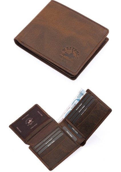 Byhakan WP-1616 Unisex Hakiki Eskitme Deri Cüzdan/kartlık