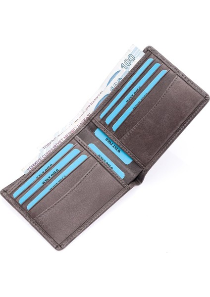Byhakan WP-1617 Unisex Hakiki Eskitme Deri Cüzdan/kartlık