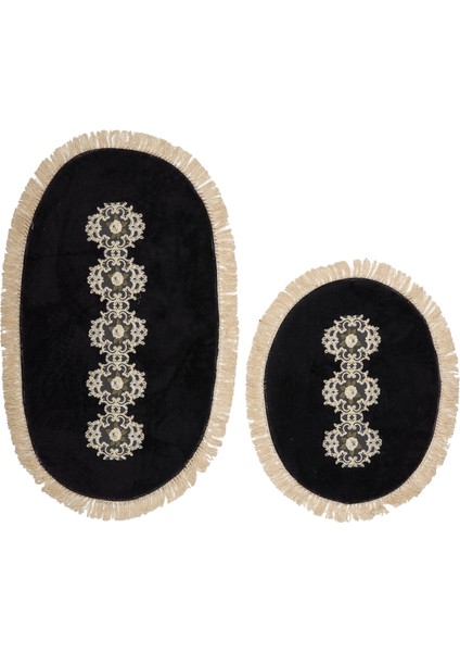 Eyfel Saçaklı Banyo Takımı 2 Pcs Siyah fırsatları