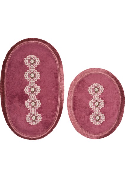 Eyfel Saçaklı Banyo Takımı 2 Pcs Fuşya fırsatları