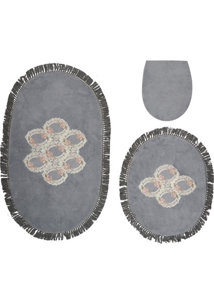Akasya Saçaklı Banyo Takımı 3 Pcs Gri fırsatları